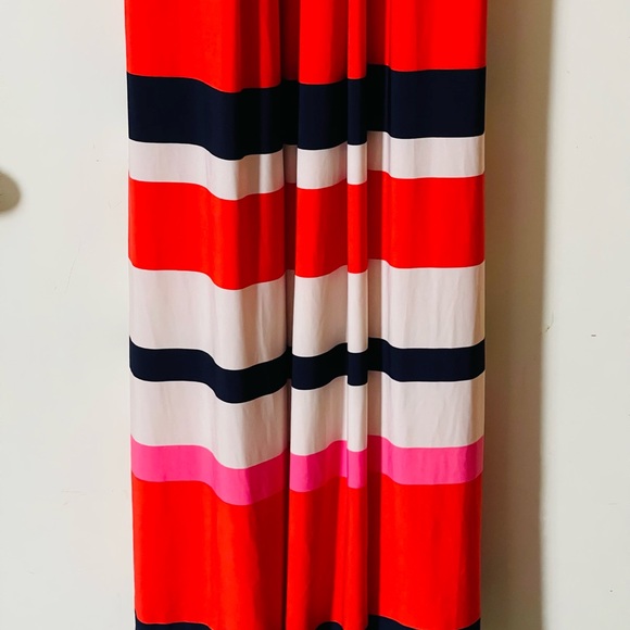 Eliza J striped jersey Maxi Dress with Gold Adjustable chain Collar - Picture 10 of 13